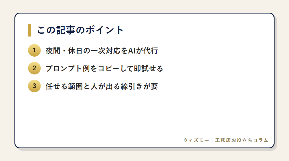問い合わせ対応をAIで自動化する5手順 の要点